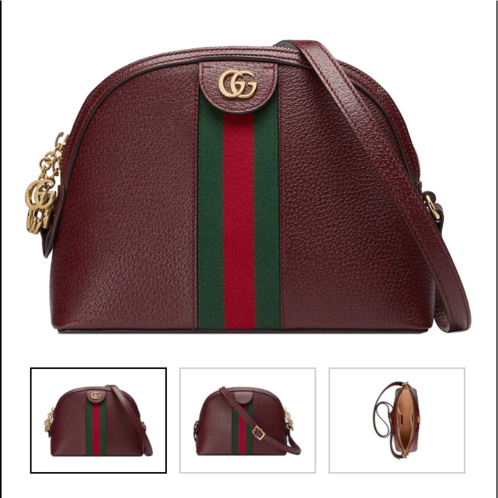 AUTHENTIC GUCCI Ophidia small shoulder bag in burgundy.